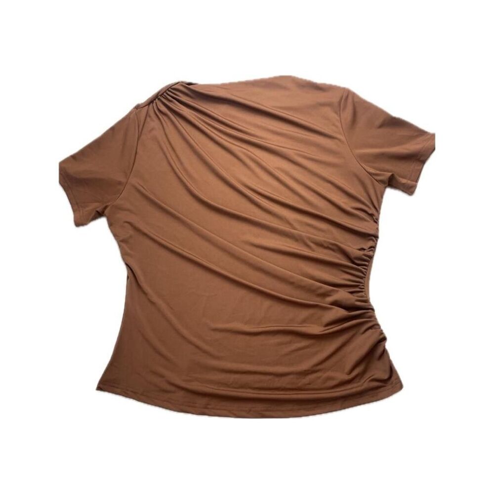 Y2K coquette asymmetrical top in brown